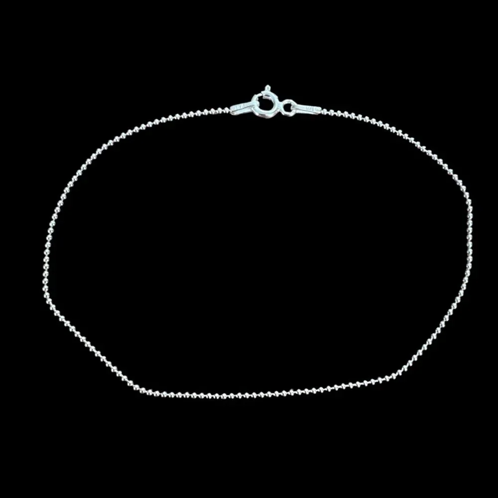 9 in Solid 925 Sterling Silver Bead Chain Bracelet